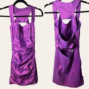 Jessica McClintock Violet Caged Back Mini Ruched Dress 6